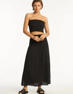 Sea Level Sunset Beach Skirt - Black Discount