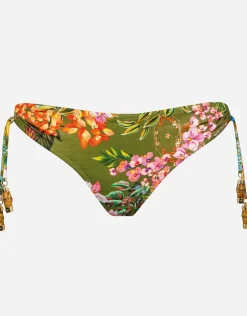 Watercult Sunset Florals Loop Side Bikini Pant - Warm Olive Fashion