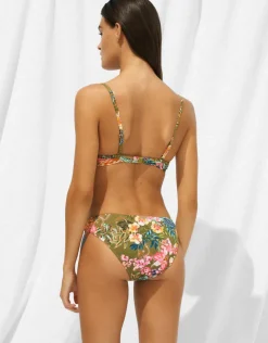 Watercult Sunset Florals Twist Front Bikini Pant - Warm Olive Clearance