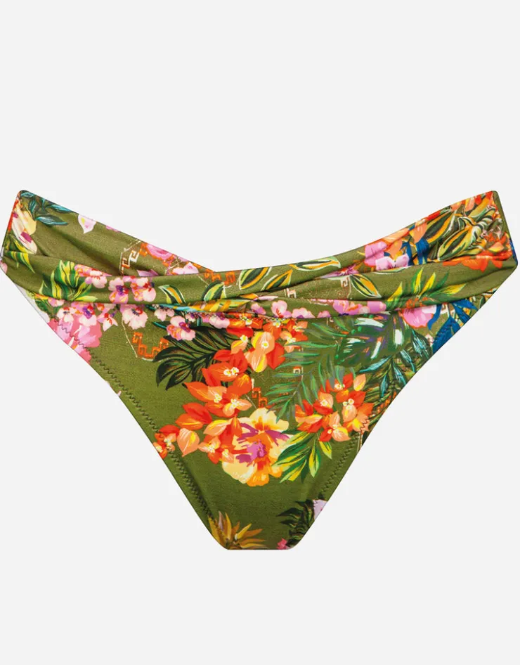 Watercult Sunset Florals Twist Front Bikini Pant - Warm Olive Clearance