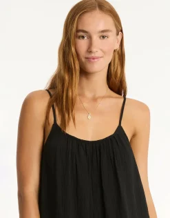 Sea Level Sunset Short Sundress - Black Outlet
