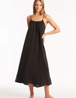 Sea Level Sunset Sun Dress - Black Discount