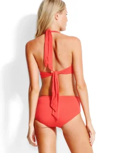 Seafolly Swim Gathered Front Retro Bikini Bottom - Chilli Hot