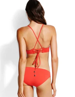 Seafolly Swim Quilted Hipster Bikini Bottom - Chilli Red Discount
