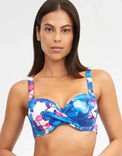 Nuria Ferrer Tahiti Moulded Underwired Bikini Top - Blue Floral Hot