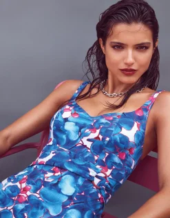 Nuria Ferrer Tahiti Shaped Neck Swimsuit - Blue Floral Online