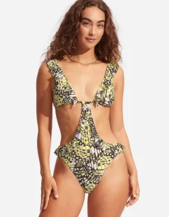 Seafolly Take Flight Cut Out Swimsuit - Mandarin Clearance