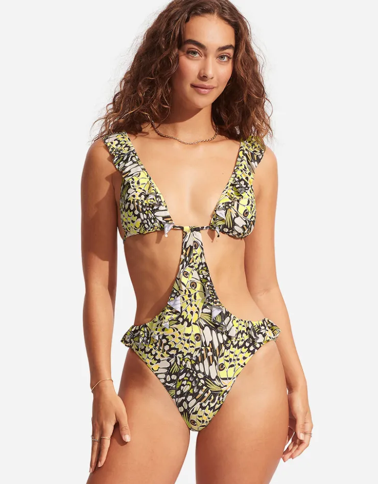 Seafolly Take Flight Cut Out Swimsuit - Mandarin Clearance