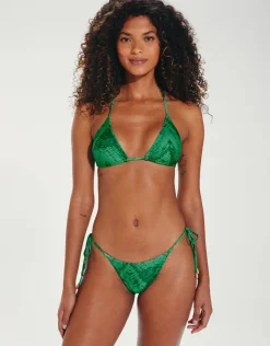 ViX Paula Hermanny Tamale Jaque T-Back Tri Bikini Top - Green New