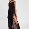 Pitusa Tassel Slit Dress - Black Clearance