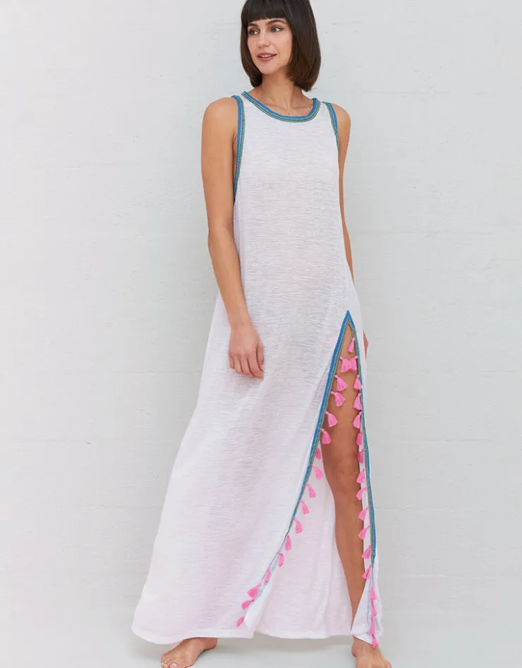 Pitusa Tassel Slit Dress - White New