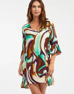 Nuria Ferrer Telma Dress - Turquoise and Brown Clearance