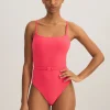 Polo Ralph Lauren Terry Belted Kennedy Swimsuit - Coral Outlet