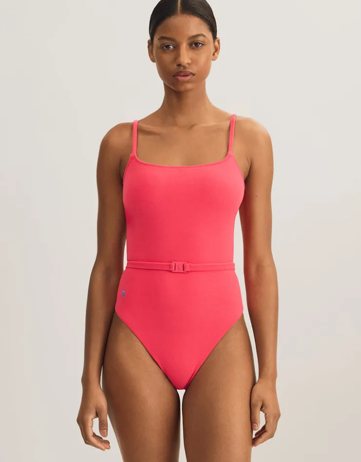 Polo Ralph Lauren Terry Belted Kennedy Swimsuit - Coral Outlet