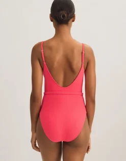 Polo Ralph Lauren Terry Belted Kennedy Swimsuit - Coral Outlet