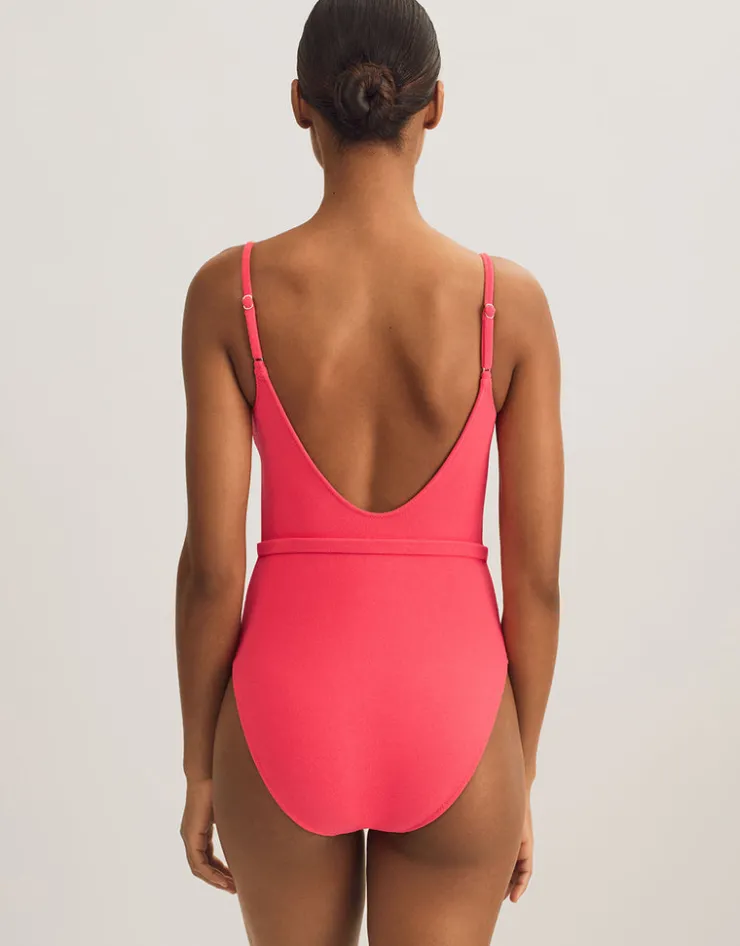 Polo Ralph Lauren Terry Belted Kennedy Swimsuit - Coral Outlet