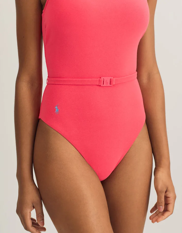 Polo Ralph Lauren Terry Belted Kennedy Swimsuit - Coral Outlet