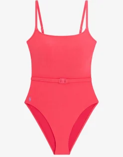Polo Ralph Lauren Terry Belted Kennedy Swimsuit - Coral Outlet