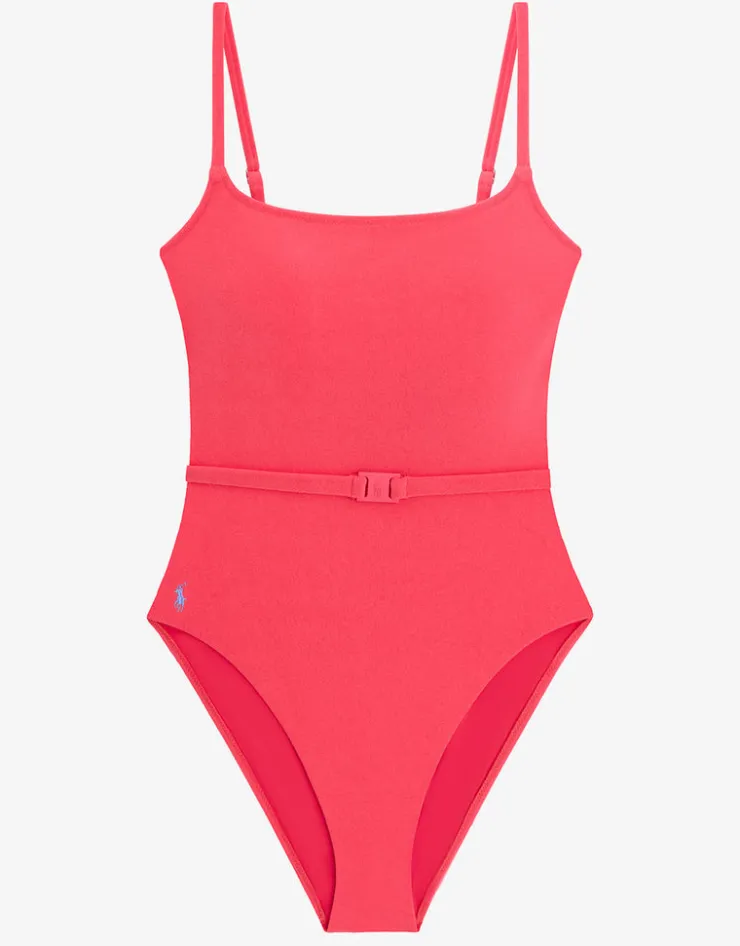 Polo Ralph Lauren Terry Belted Kennedy Swimsuit - Coral Outlet
