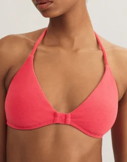 Polo Ralph Lauren Terry Logo Halter Tri Bikini Top - Coral Best