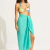 Seafolly Textured Cotton Beach Wrap - Aquatic Blue Discount