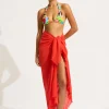 Seafolly Textured Cotton Beach Wrap - Flame Best