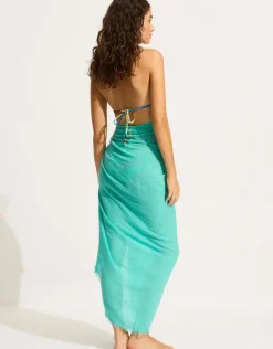 Seafolly Textured Cotton Beach Wrap - Aquatic Blue Discount