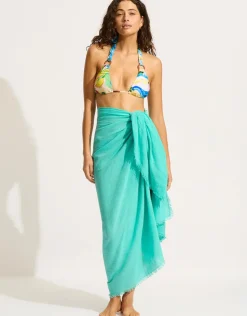 Seafolly Textured Cotton Beach Wrap - Aquatic Blue Discount