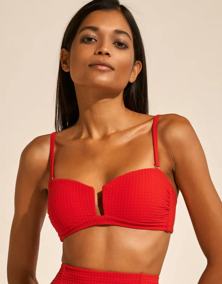 Maryan Mehlhorn The Bloom Bandeau Bikini Top - Radiant Red Fashion