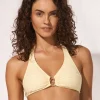 Watercult Tidal Radiance Halter Bikini Top - Celestial Yellow Clearance