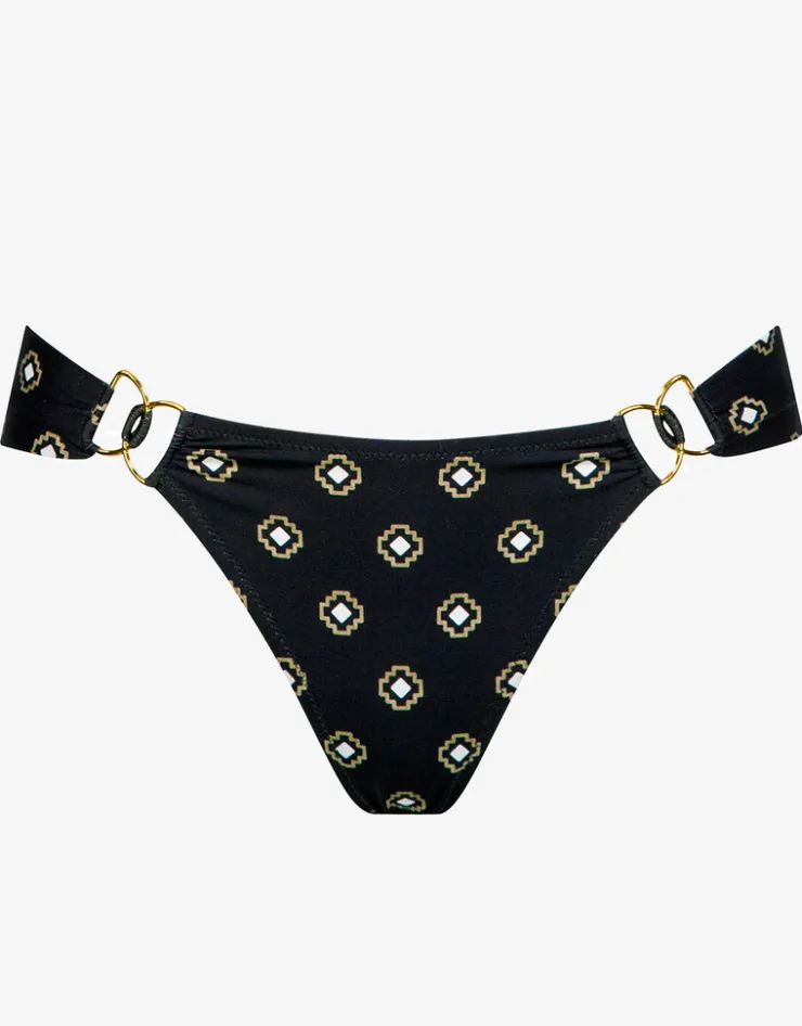 Watercult Tiles Craft Hipster Bikini Pant - Black Neutrals Hot