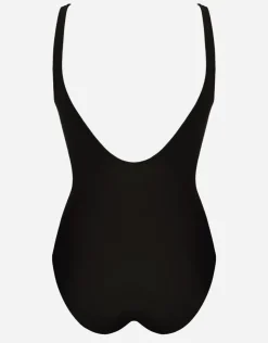 Charmline Tobacco Fields Detail Front Swimsuit - Tabac Black New