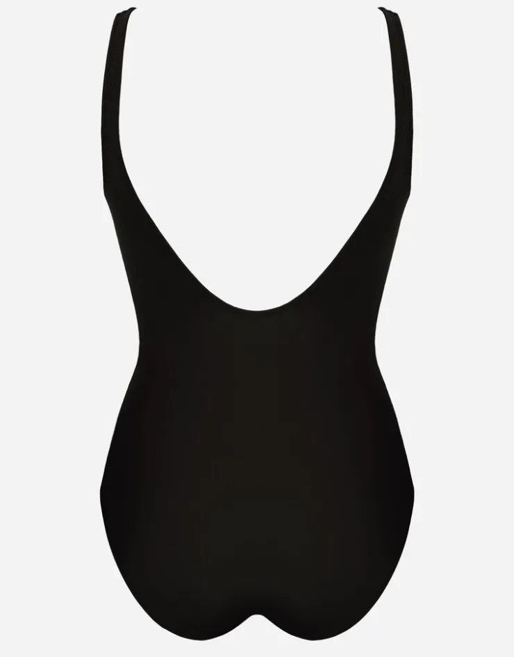 Charmline Tobacco Fields Detail Front Swimsuit - Tabac Black New
