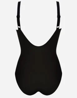 Charmline Tobacco Fields V Neck Swimsuit - Tabac Black Fashion