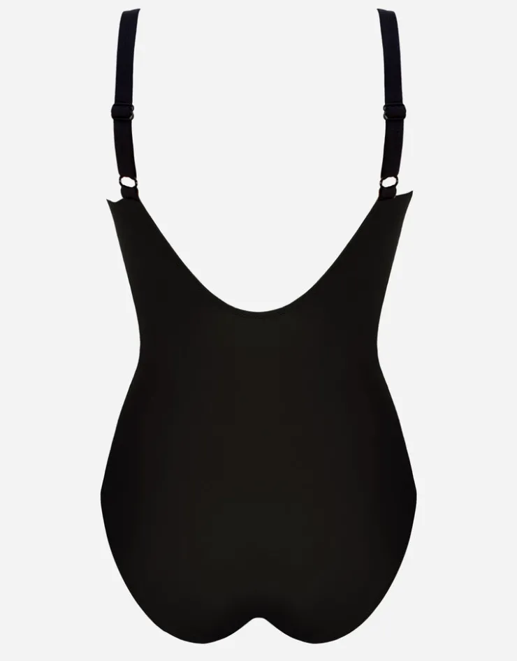 Charmline Tobacco Fields V Neck Swimsuit - Tabac Black Fashion