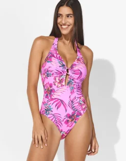 Lidea Tropic Radiance Plunge Halter Swimsuit - Electric Pink Online