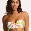 Seafolly Tropica Bustier Bandeau Bikini Top - Ecru New
