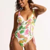 Seafolly Tropica Drawstring Side Swimsuit - Ecru Sale