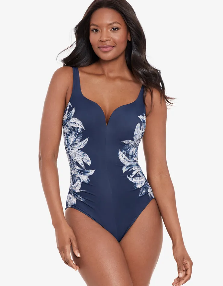 Miraclesuit Tropica Toile Temptress Swimsuit - Navy White Fashion