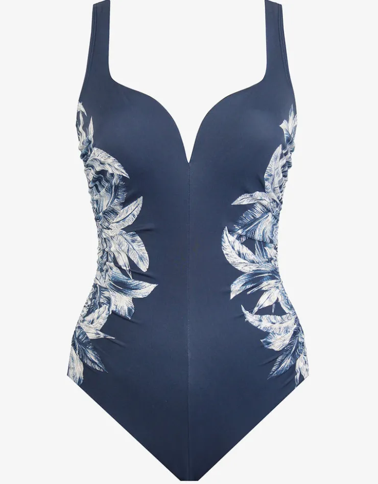Miraclesuit Tropica Toile Temptress Swimsuit - Navy White Fashion