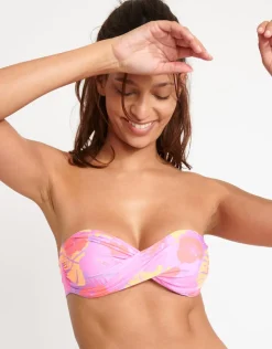 Banana Moon Tropicalia Boro Twist Bandeau Bikini Top - Lilac Hot