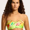 Seafolly Tropique Bustier Bandeau Bikini Top - Aloe Gel Best