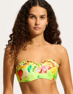Seafolly Tropique Bustier Bandeau Bikini Top - Aloe Gel Best