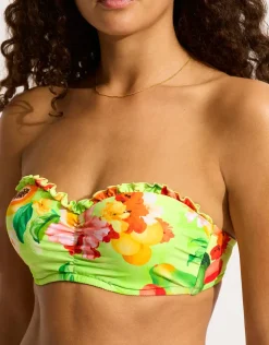 Seafolly Tropique Bustier Bandeau Bikini Top - Aloe Gel Best