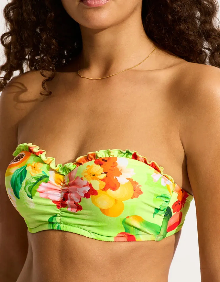 Seafolly Tropique Bustier Bandeau Bikini Top - Aloe Gel Best