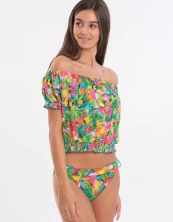Banana Moon Tropivoil Binky Off The Shoulder Top - Blue New