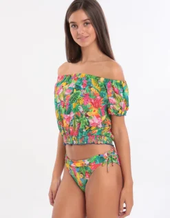 Banana Moon Tropivoil Binky Off The Shoulder Top - Blue New