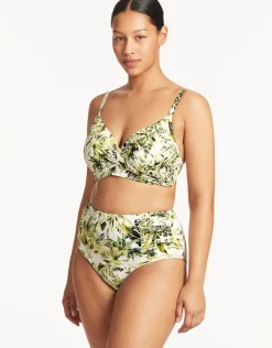 Sea Level Troppica High Waist Gathered Side Bikini Pant - White Online