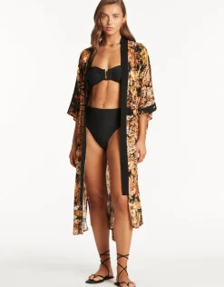 Sea Level Troppica Kimono - Black Clearance