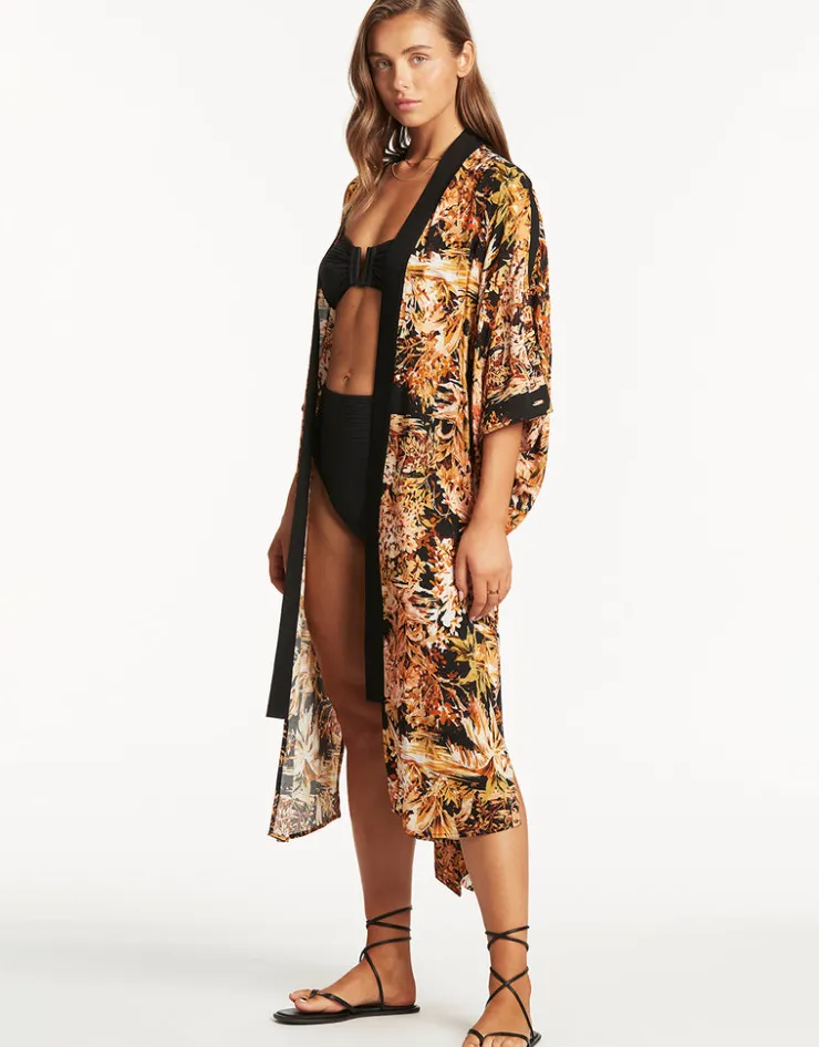 Sea Level Troppica Kimono - Black Clearance